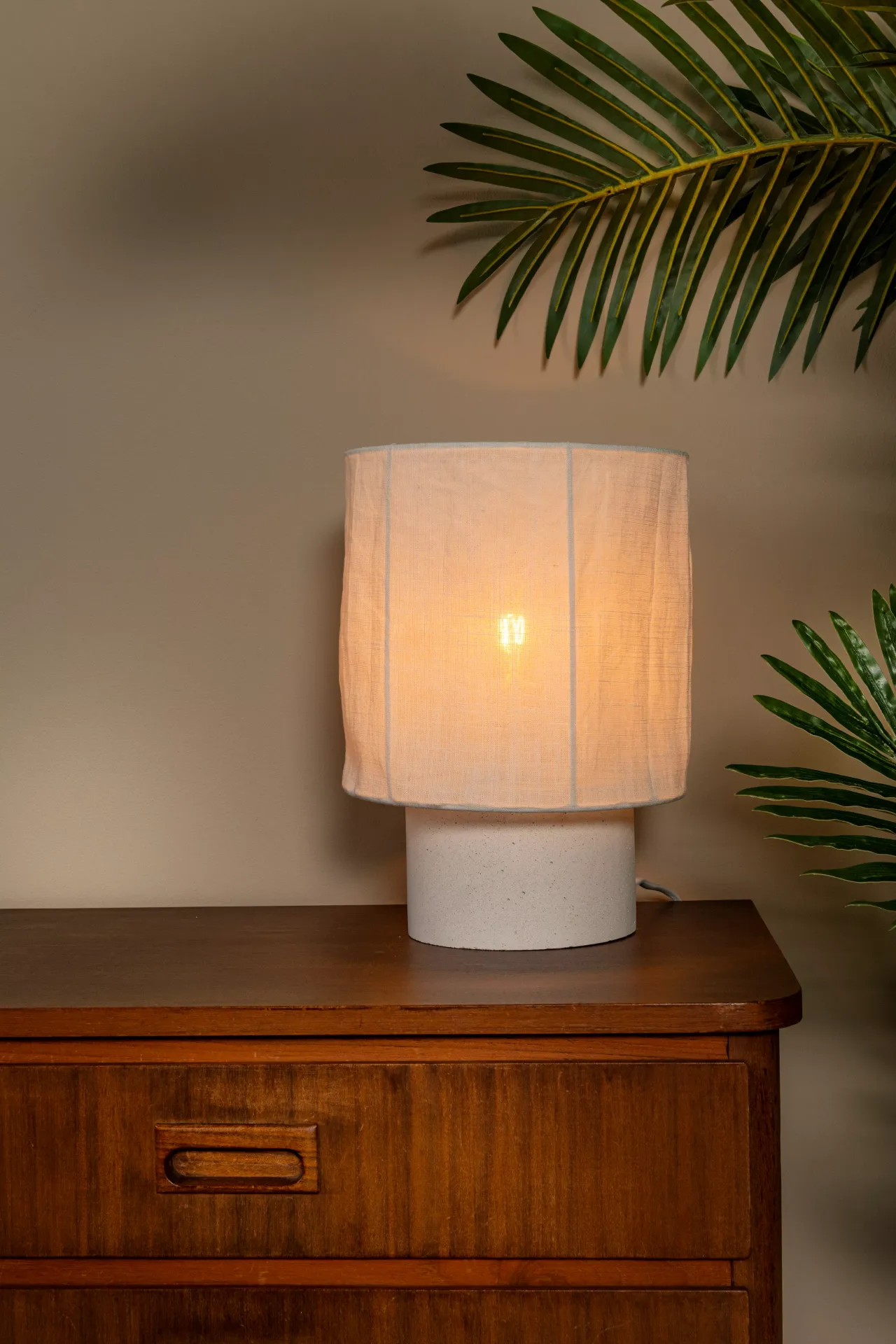TISSAJA lampa stołowa biała abażur lniany 20cm 1xE14 LUCIDE 06528/28/31