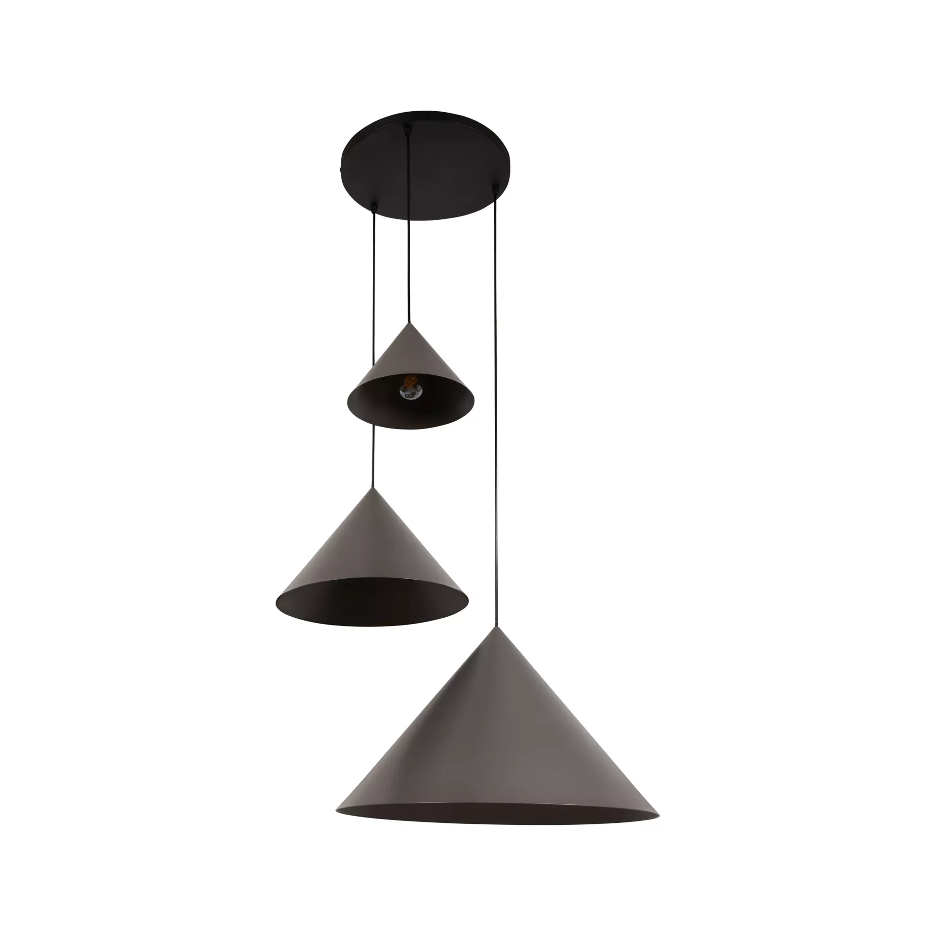SPITZE lampa kaskadowa ciemnoszare stożki 3xE27 różne rozmiary LUCIDE 21440/13/36