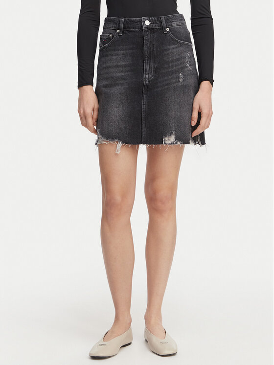 Tommy Jeans Spódnica jeansowa DW0DW22715 Czarny Mom Fit