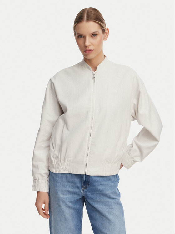 Calvin Klein Jeans Kurtka bomber LV047F510G Beżowy jasny Regular Fit