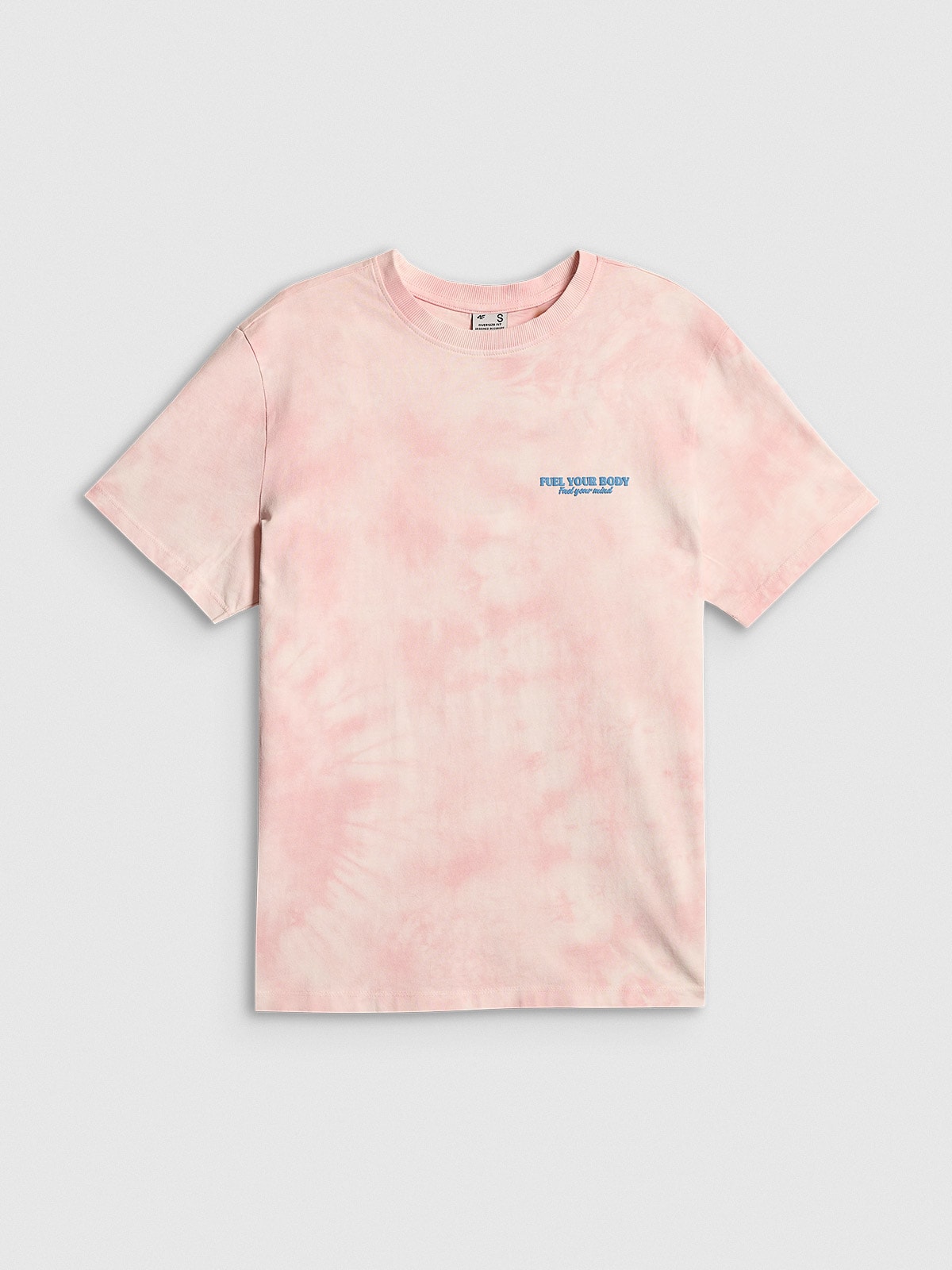 4F T-shirt oversize z nadrukiem damski - różowy S
