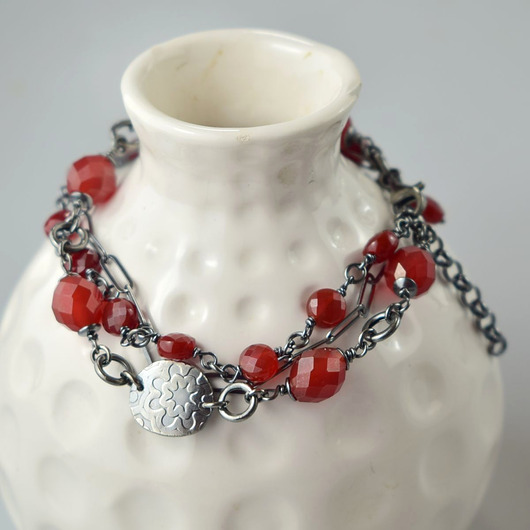 Karneol w srebrze II - bransoletka