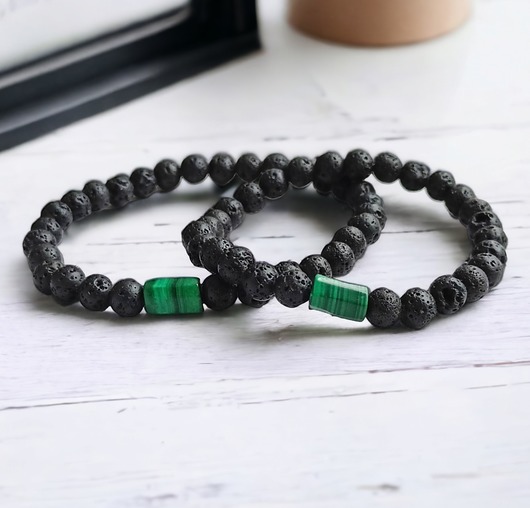 KOMPLET dla PARY : malachit - kamień miłości