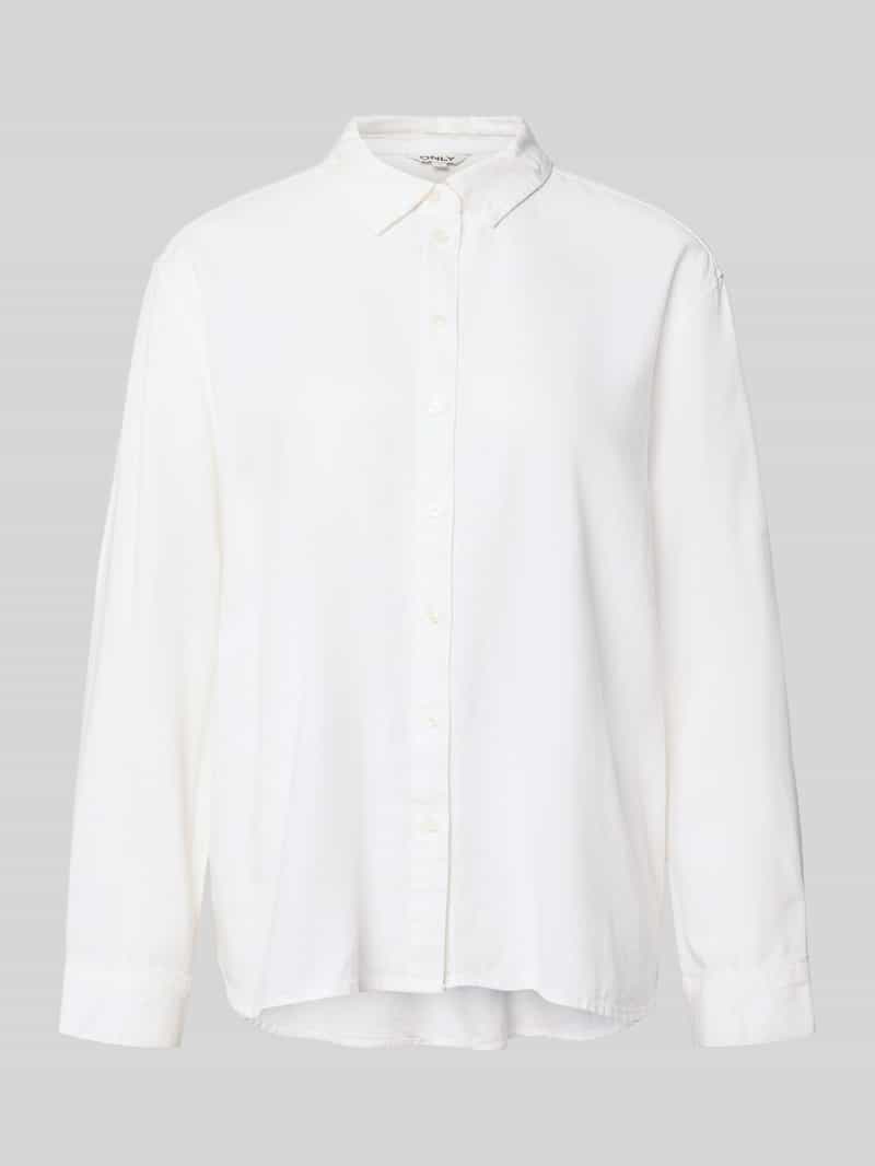 Bluzka lniana o kroju relaxed fit z kołnierzykiem koszulowym model 'GOA'