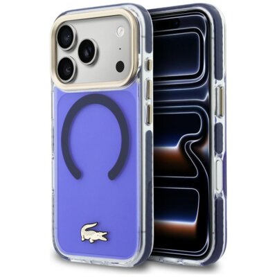 Etui LACOSTE Shockproof Transparent Frosted Gold Logo MagSafe do Apple iPhone 17 Pro Marynarski granat