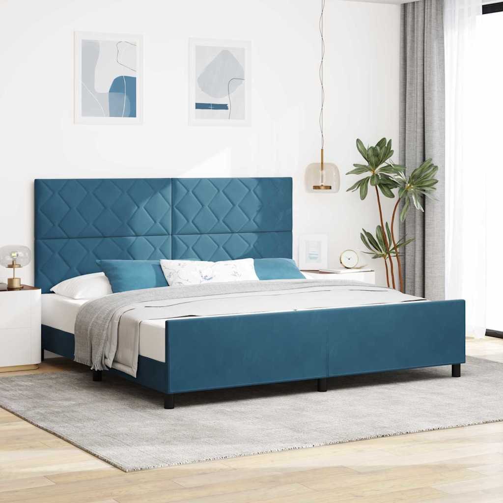 VidaXL Łóżko sprężynowe Ciemnoniebieski 200 x 200 cm Aksamit