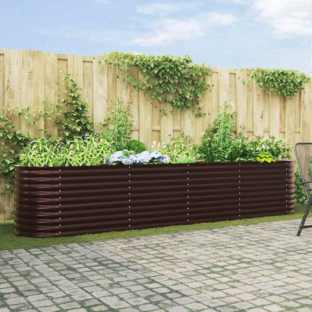 VidaXL Podniesiony grządka Brązowy 400 x 80 x 81 cm Stal