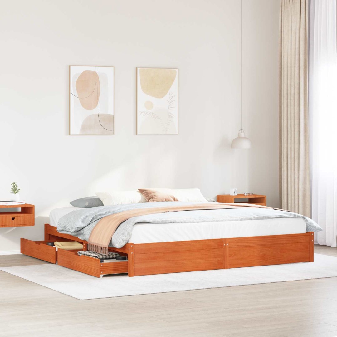 VidaXL Ramka łóżka Woskowy Brąz 180 x 200 cm Lite drewno sosnowe