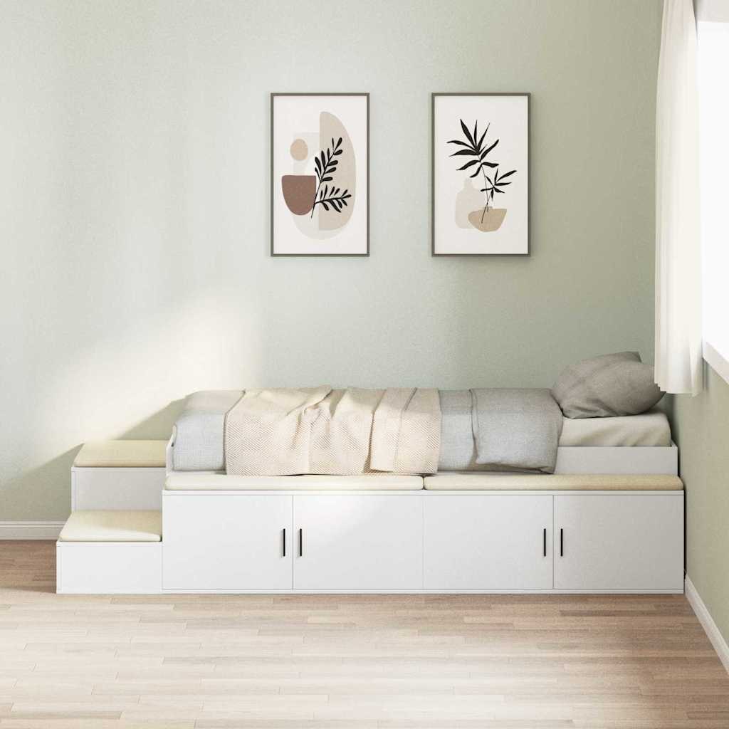 VidaXL Rama łóżka z miejscem na przechowywanie Biały 75 cm