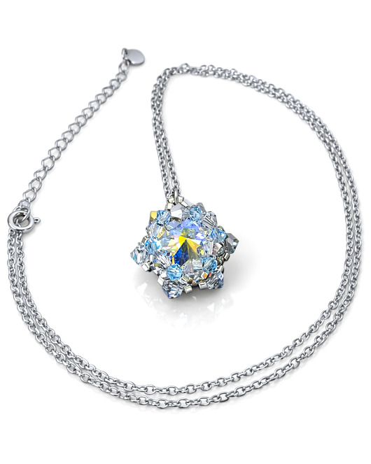 Błękitny Naszyjnik Crystal Vitrail Maxima z Kryształów Preciosa