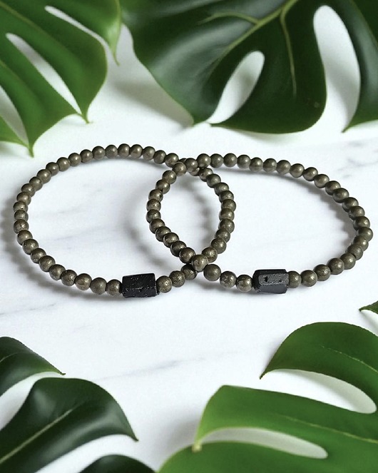 KOMPLET dla PARY : piryt & czarny turmalin