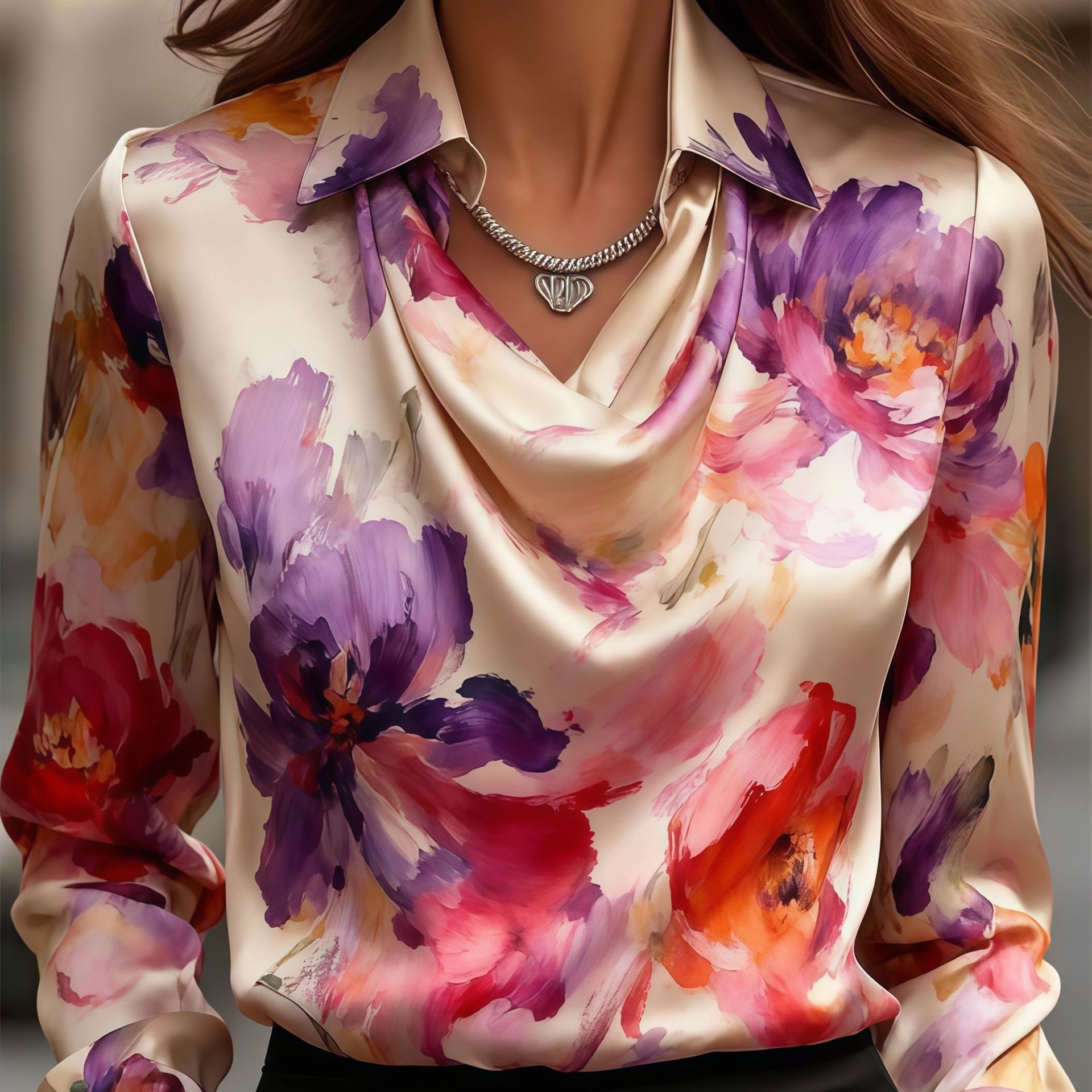 TEMU Damska Bluzka Satynowa Elegancka Formalna Modna Casualowa Bluzka z Długim Rękawem i Okolkiem Regularna do Pracy na Co Dzień, na Wakacje, z