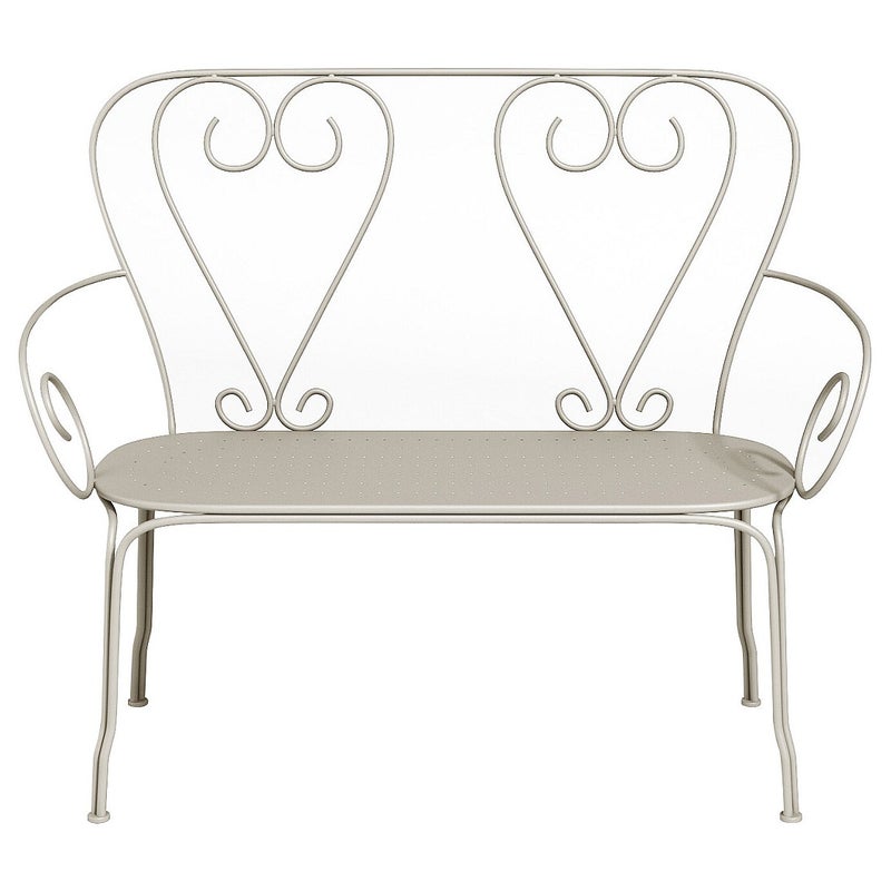 Ławka ogrodowa z metalu w stylu kutego żelaza – Beżowa - GUERMANTES