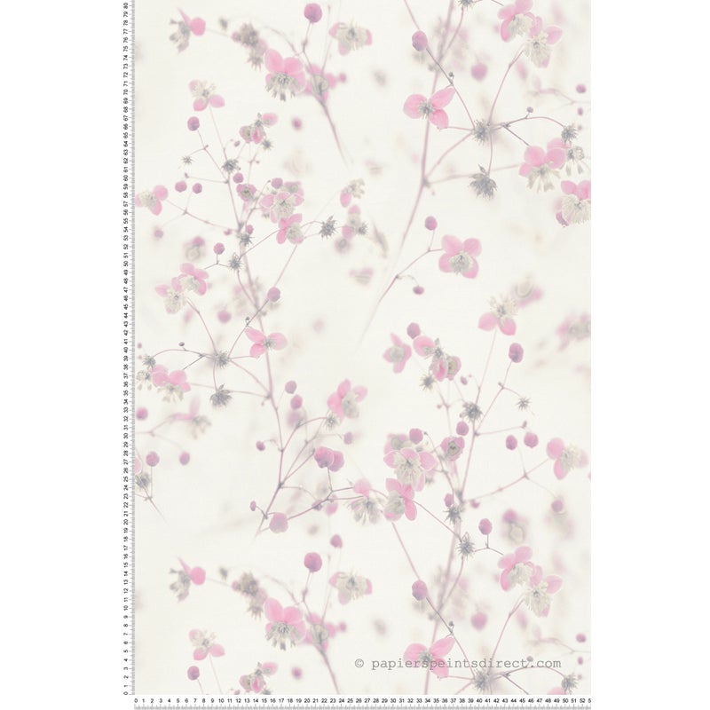 Tapeta kwiatowy wzór różowym,białymIszarym - 53 cm x 10.05 m - LIVINGWALLS