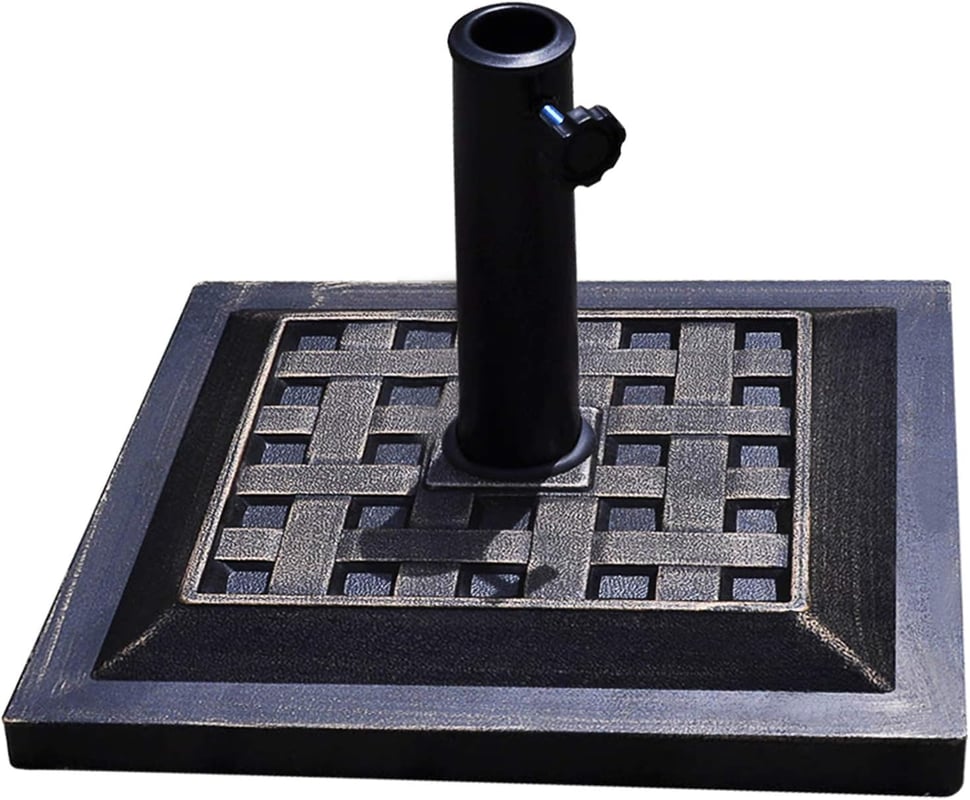 Podstawa Parasola, Półokrągła Podstawa Parasola, Żywica Podstawa Stojaka na Parasol Ogrodowy, z Żywicy z Czarnym Wykończeniem, (Kwadratowa (44x44 cm))