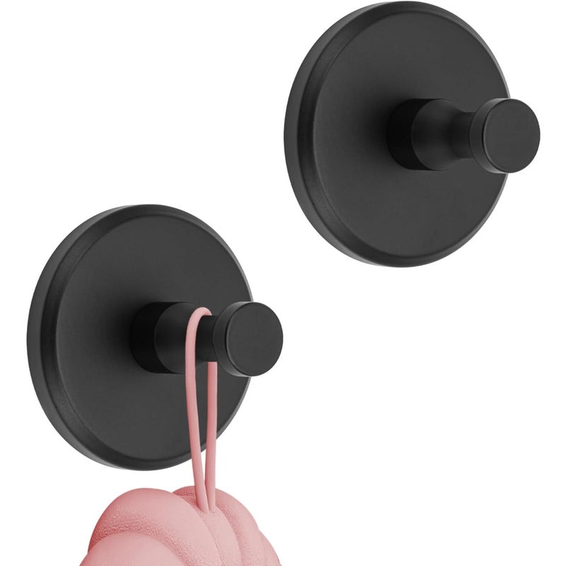 Zestaw 2 haczyków z przyssawką do łazienki - bardzo mocne - Przyssawki - Haczyki na ręczniki i szlafroki - czarne