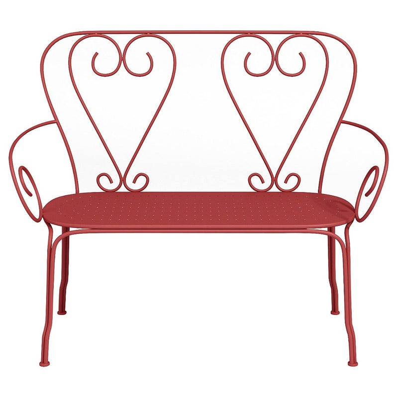 Ławka ogrodowa GUERMANTES z metalu w stylu kutego żelaza – kolor terracotta