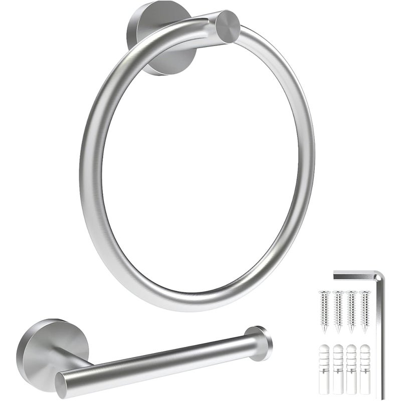 Uchwyt na papier toaletowy i ręcznik z niklu szczotkowanego, 2-częściowy zestaw akcesoriów łazienkowych, montaż na ścianie, stal SUS304