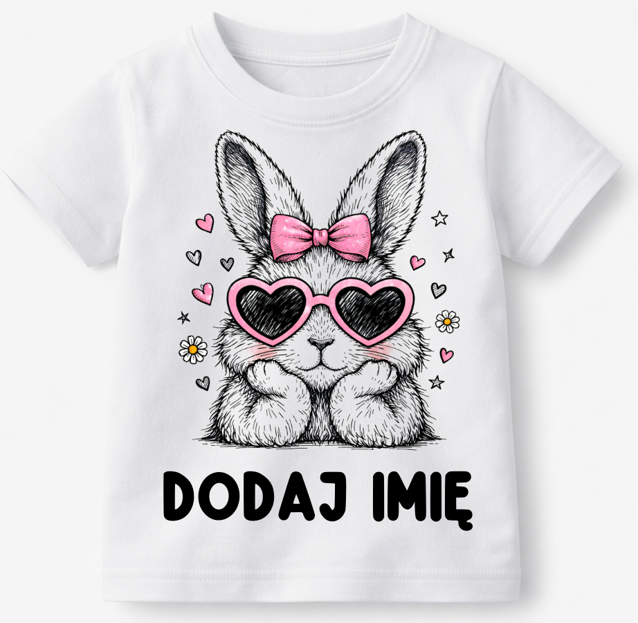 Koszulka dla DZIECKA Z IMIENIEM na Wielkanoc Z ZAJĄCEM
