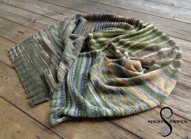 UNIKAT - duży szal dziergany Earthy - 75% wełna