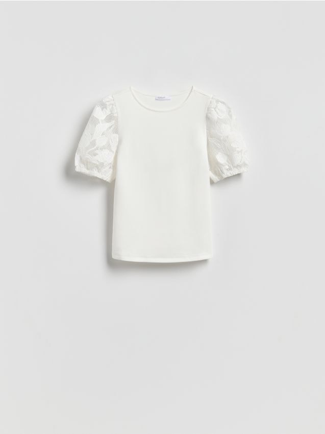 Reserved - Bluzka z dodatkiem modalu - biały