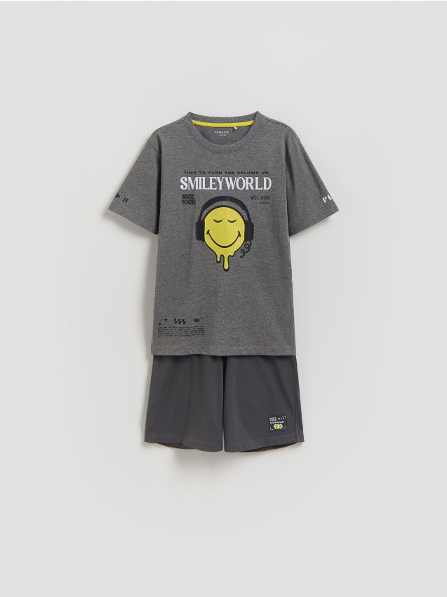 Reserved - Bawełniana piżama SmileyWorld® - szary