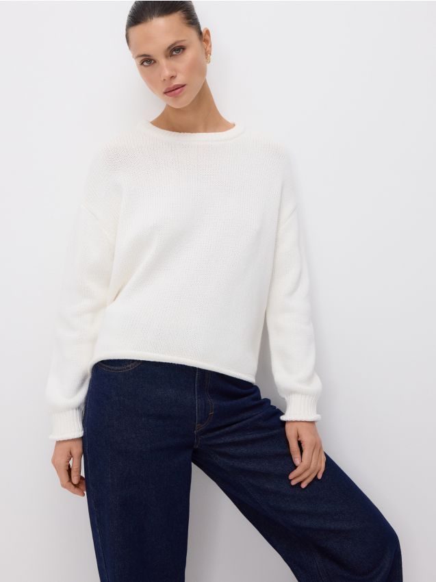 Reserved - Sweter oversize - złamana biel