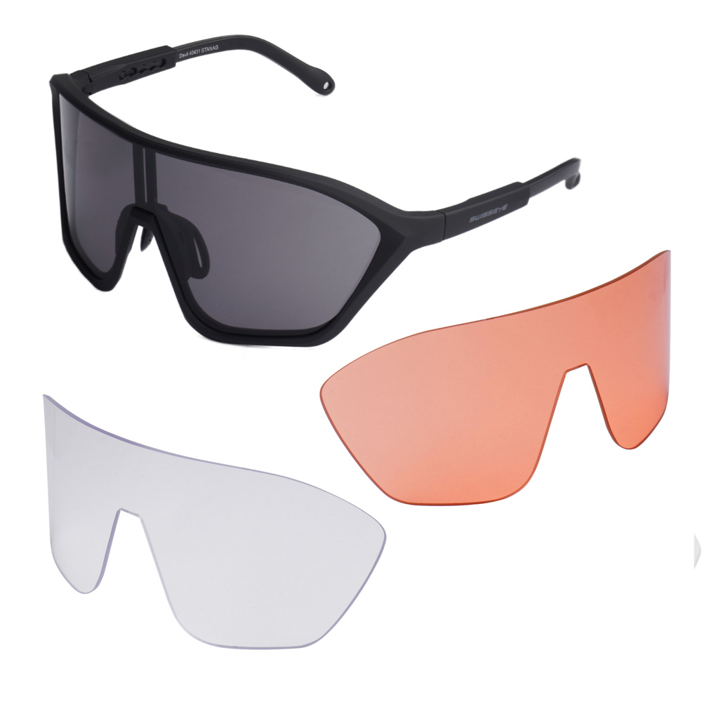 Swiss Eye - Okulary balistyczne Devil - Poliwęglan - Wymienne wizjery - Czarny - 40431