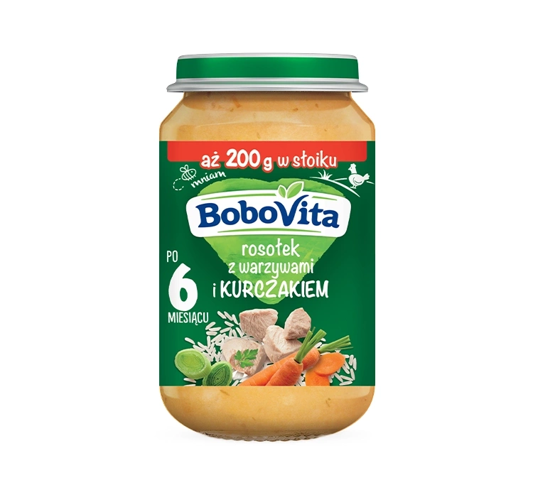 BoboVita obiadek w słoiczku po 6 miesiącu Rosołek z warzywami i kurczakiem 200 g