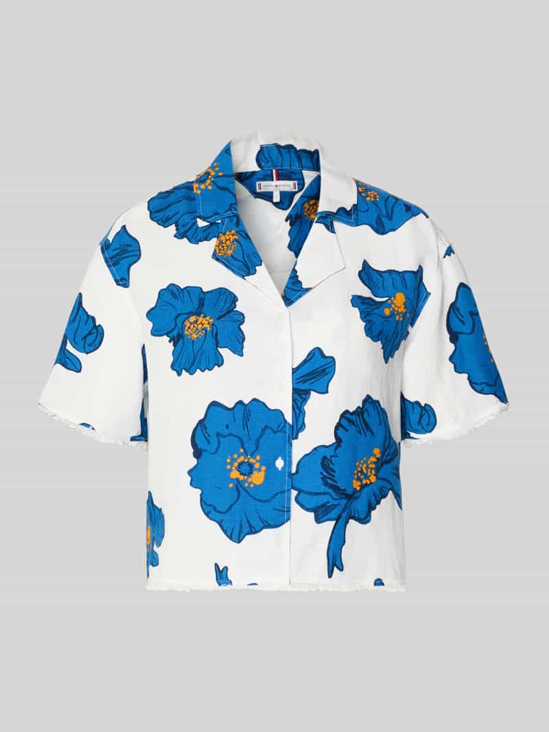 Bluzka lniana o pudełkowym kroju z dodatkiem wiskozy