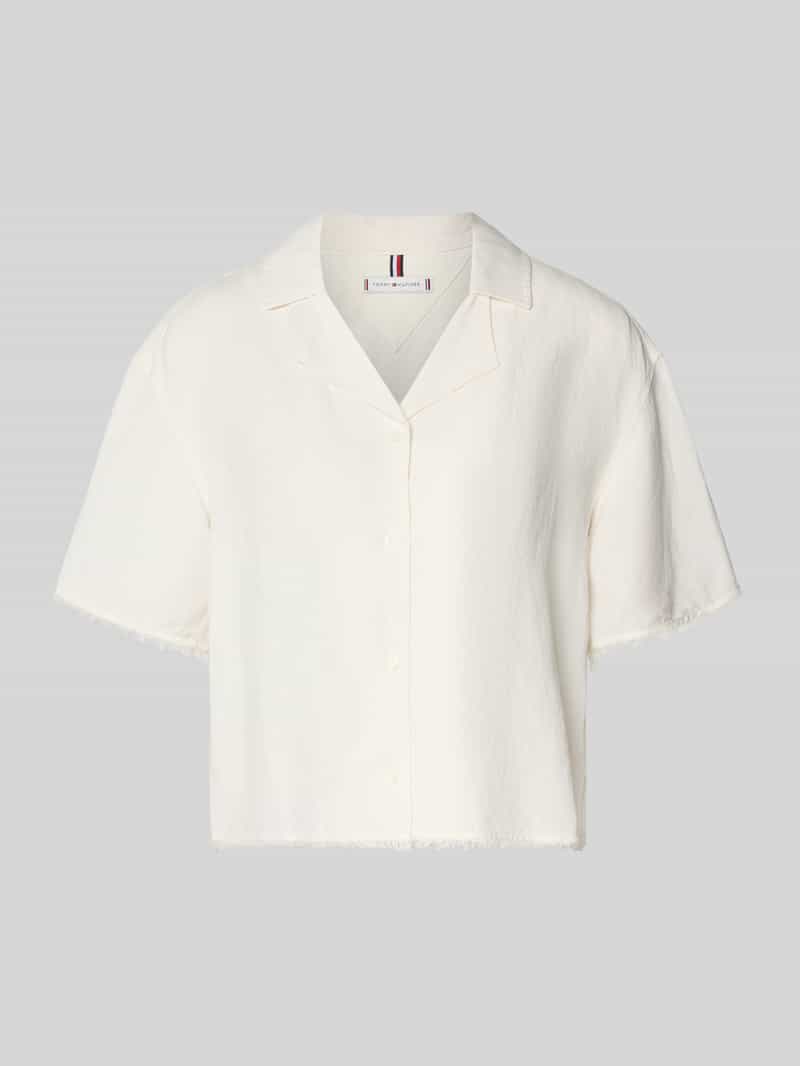 Bluzka lniana o pudełkowym kroju z dodatkiem wiskozy