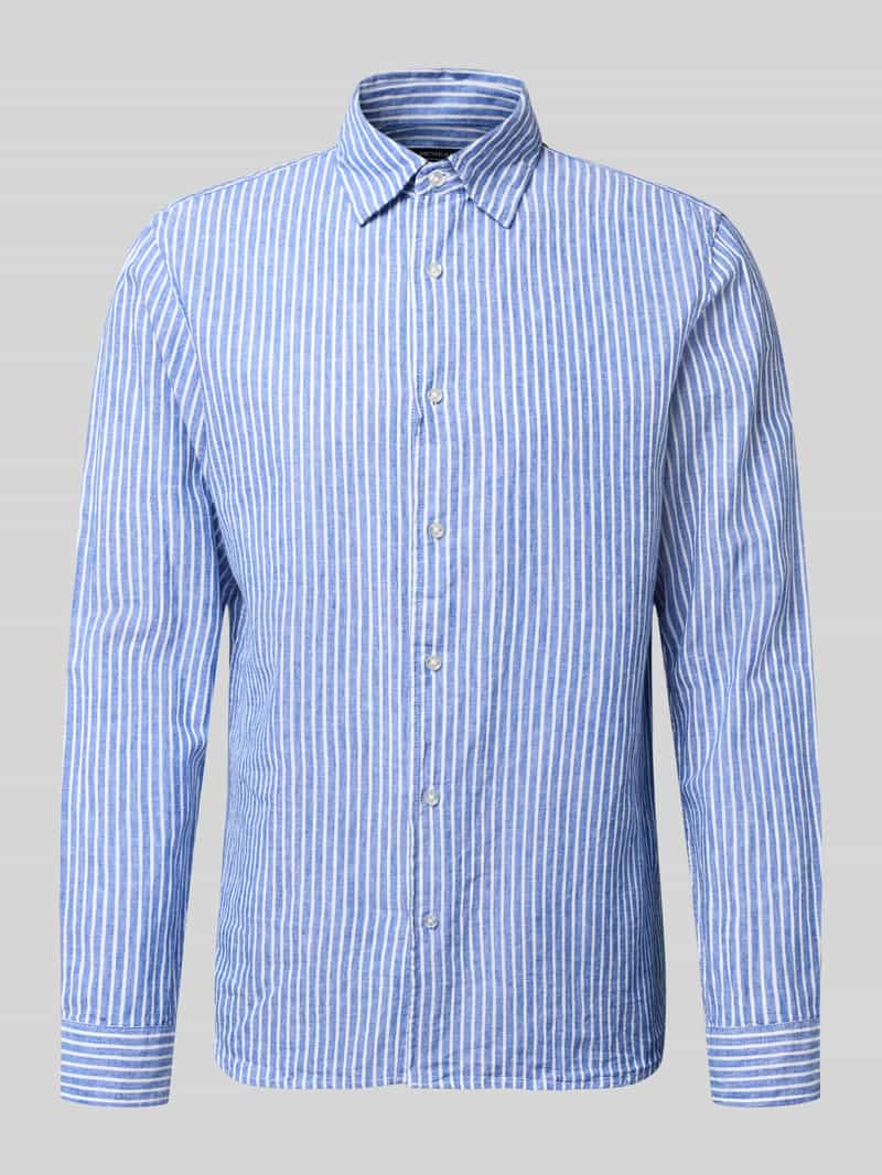 Koszula casualowa o kroju regular fit z mieszanki lnu z kołnierzykiem typu kent