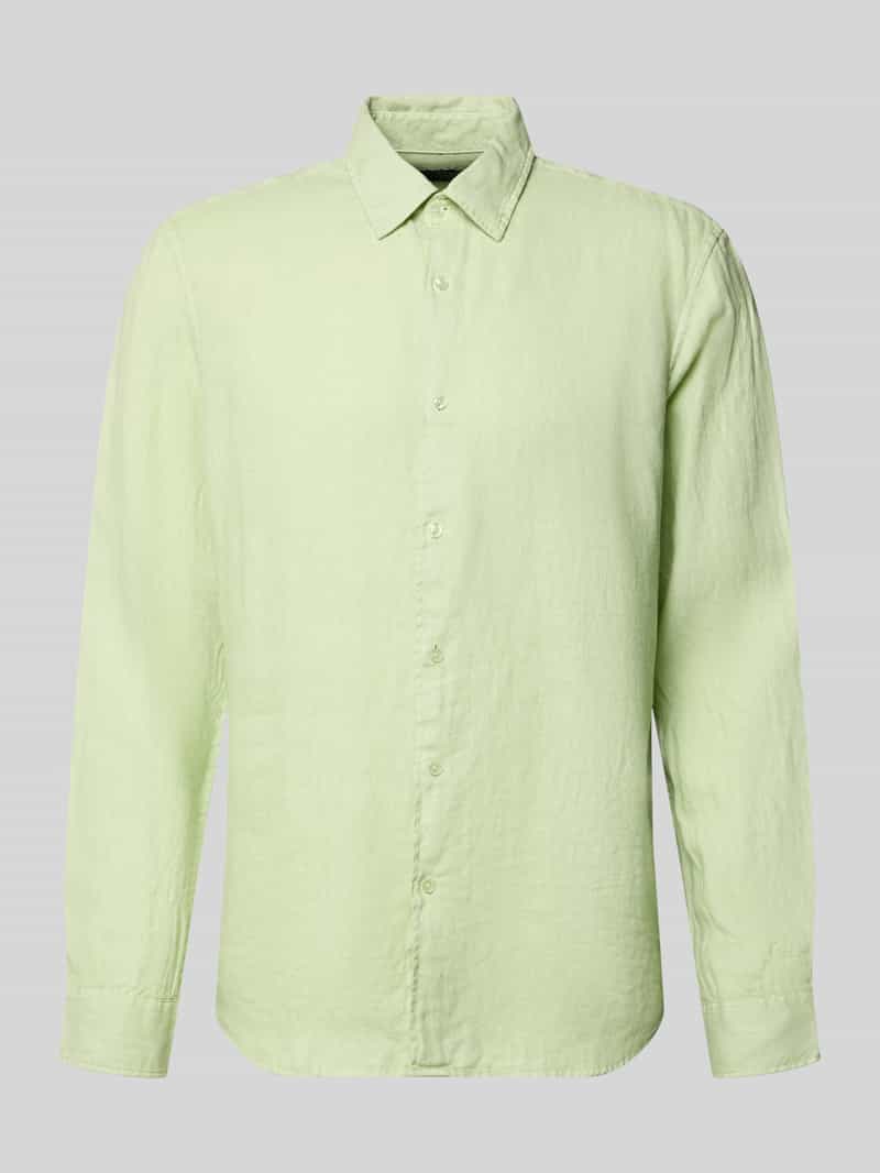 Koszula lniana z kołnierzykiem typu kent