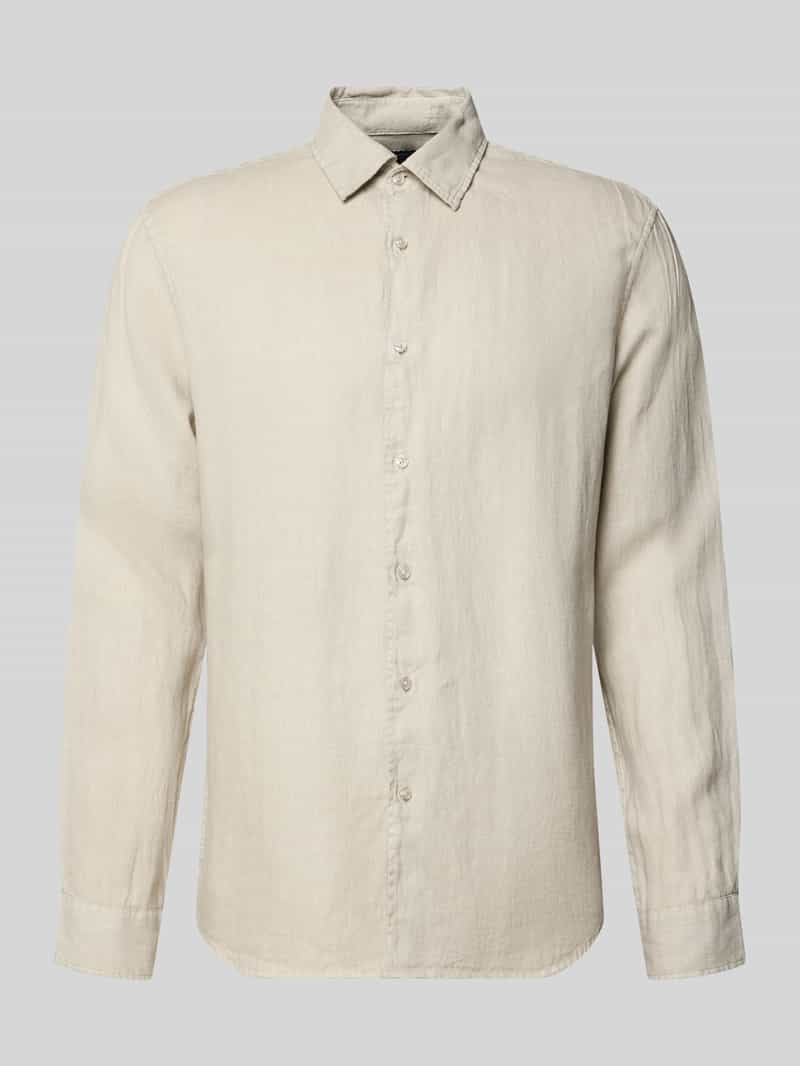 Koszula lniana z kołnierzykiem typu kent