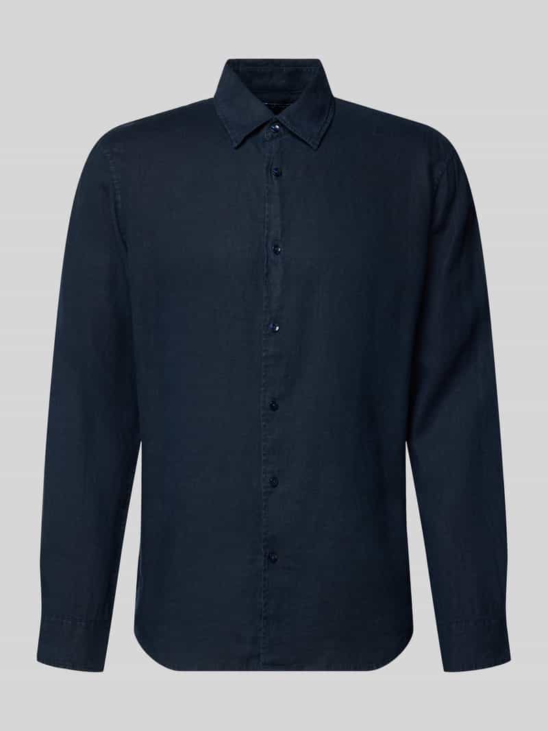 Koszula lniana z kołnierzykiem typu kent