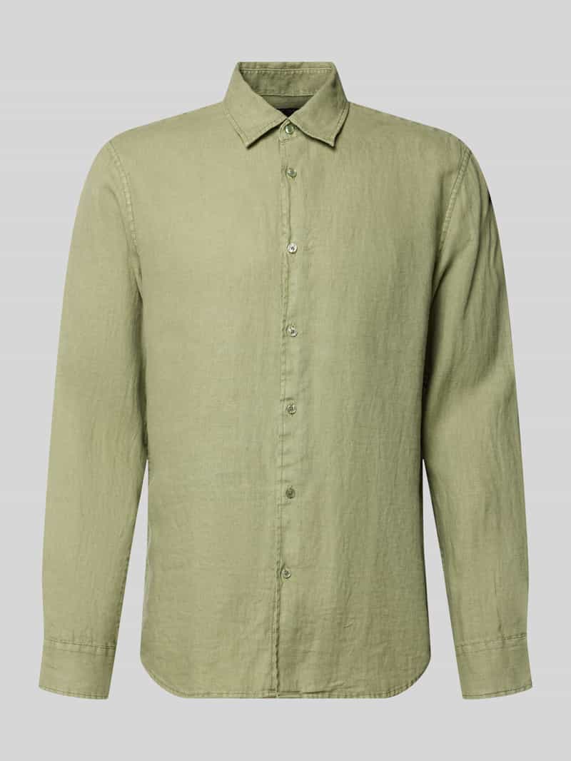 Koszula lniana z kołnierzykiem typu kent
