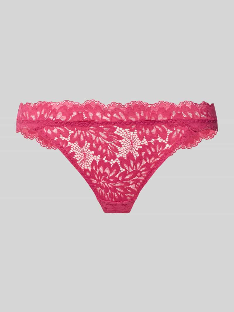 Stringi o kroju slim fit z kwiatowej koronki model 'Lime'