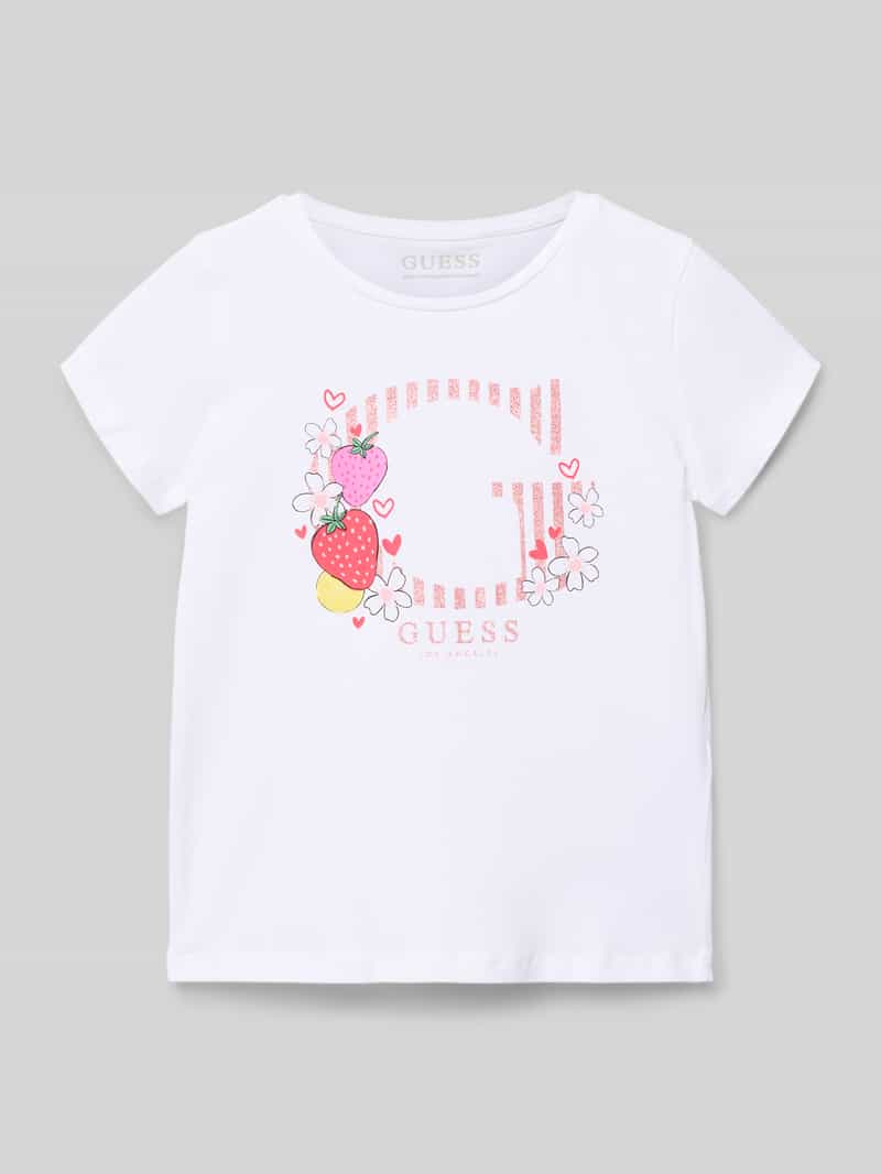 t-shirt z okrągłym dekoltem i nadrukiem z motywem