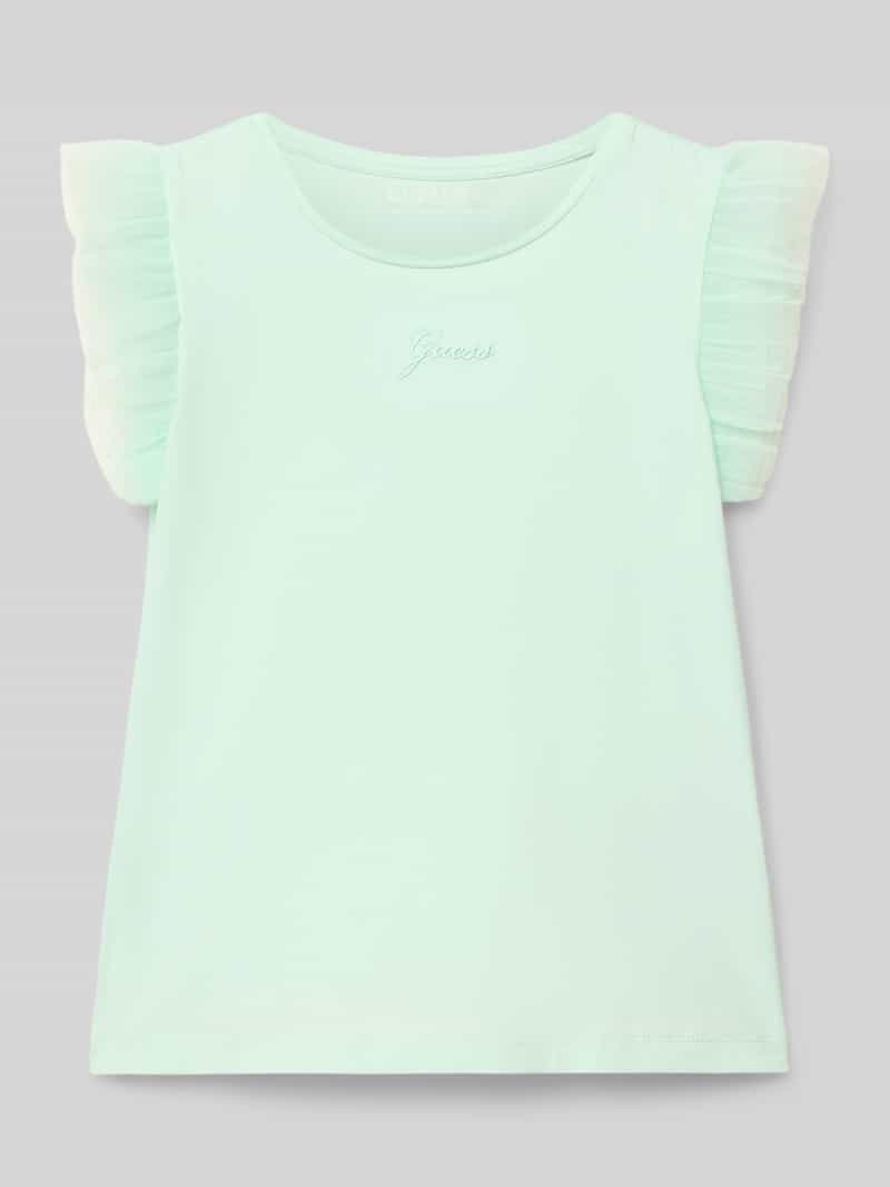 T-shirt z haftowanym logo i dekoltem w stylu crew neck