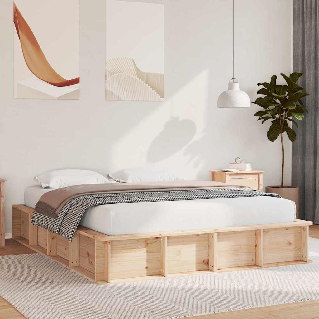 VidaXL Ramka łóżka Brązowy 150 x 200 cm Lite drewno sosnowe