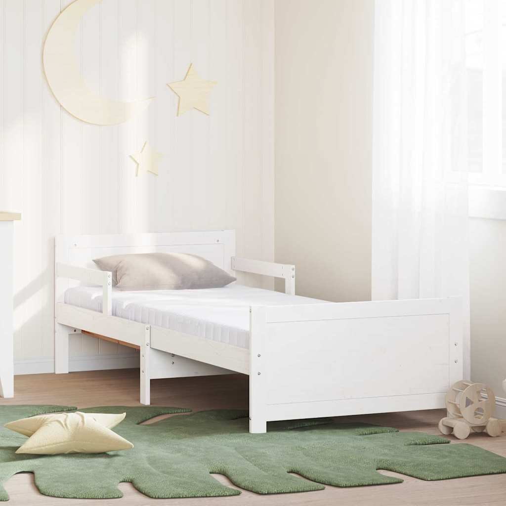 VidaXL Ramka łóżka z materacem Biały 80 x 200 cm Lite drewno sosnowe