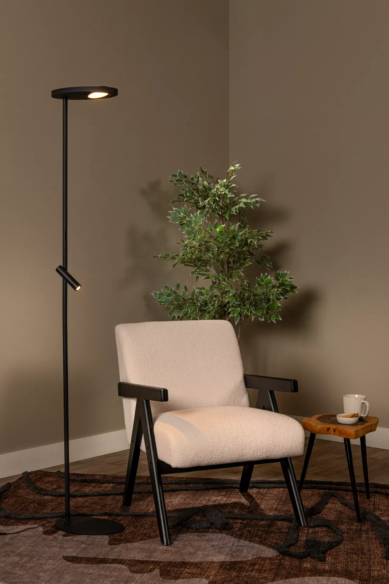 ORTOLAN lampa podłogowa LED 12W + 12W + 3W 2700K DIM CCT czarna LUCIDE 03752/21/30