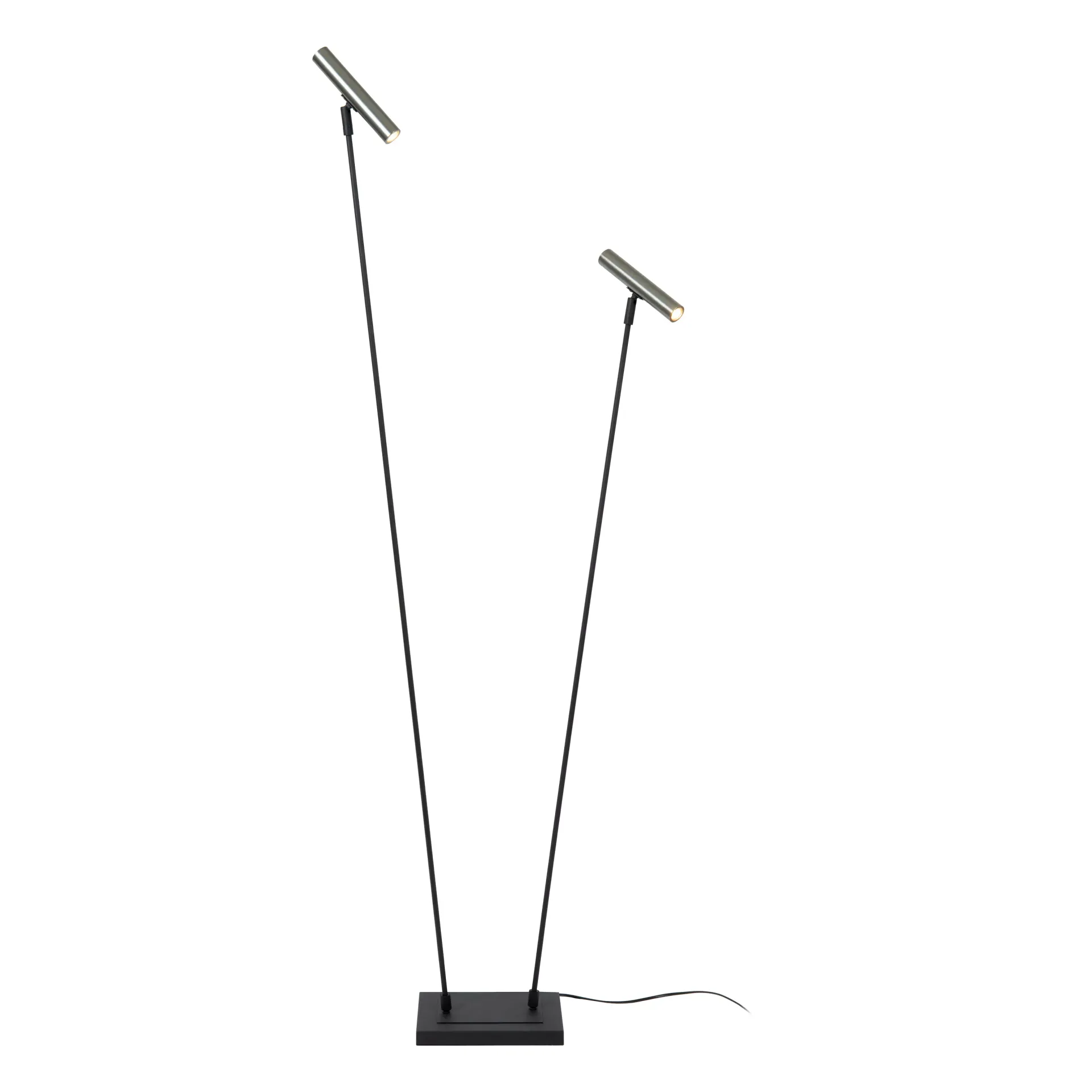 DUARTE czarna lampa podłogowa regulowana z reflektorkami stalowymi 2xG9 LUCIDE 03751/02/15