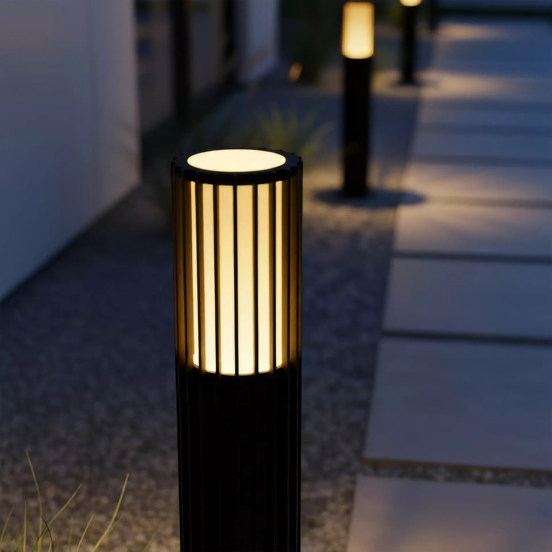 LUCIDE TIMBALA lampa stojąca ogrodowa 50cm czarna ryflowana IP44 1xGU10 11841/01/30