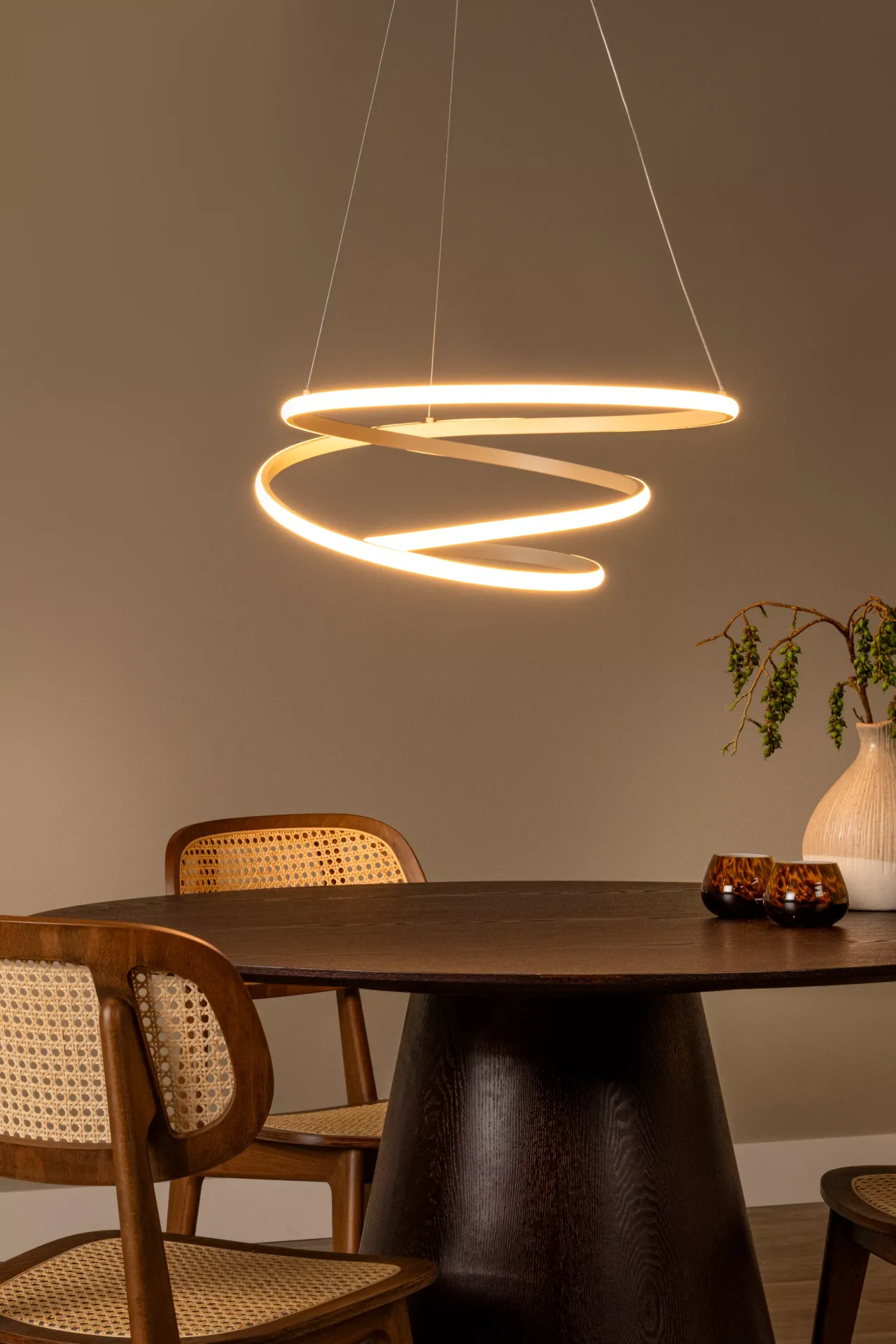 ESPIRAL lampa wisząca beżowa spirala taupe LED 40W CCT DIM LUCIDE 78403/40/41