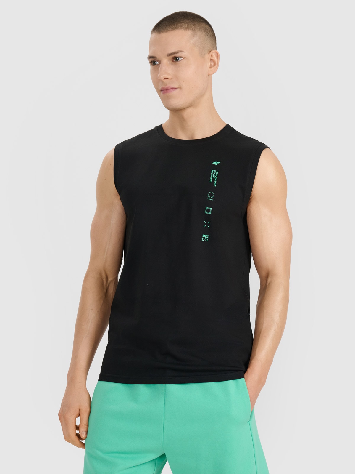 4F Tank top regular męski - czarny L