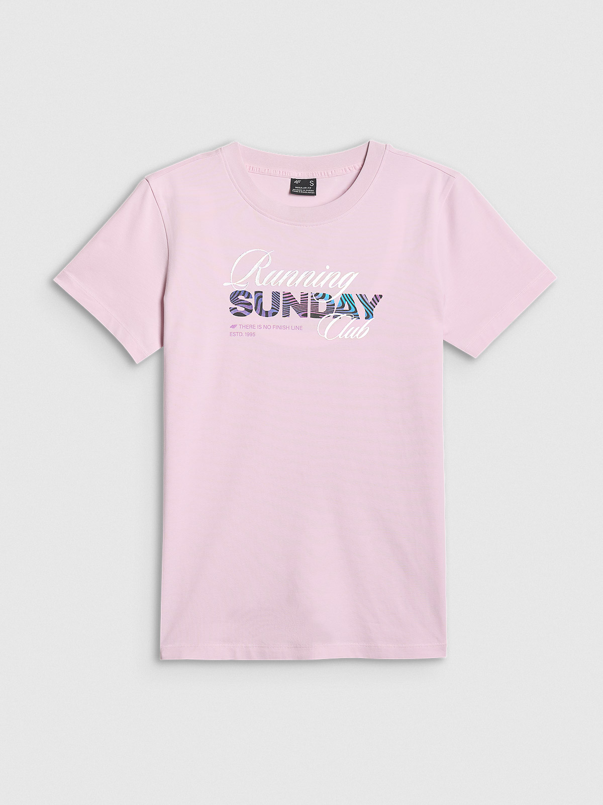 4F T-shirt regular z nadrukiem damski - różowy L