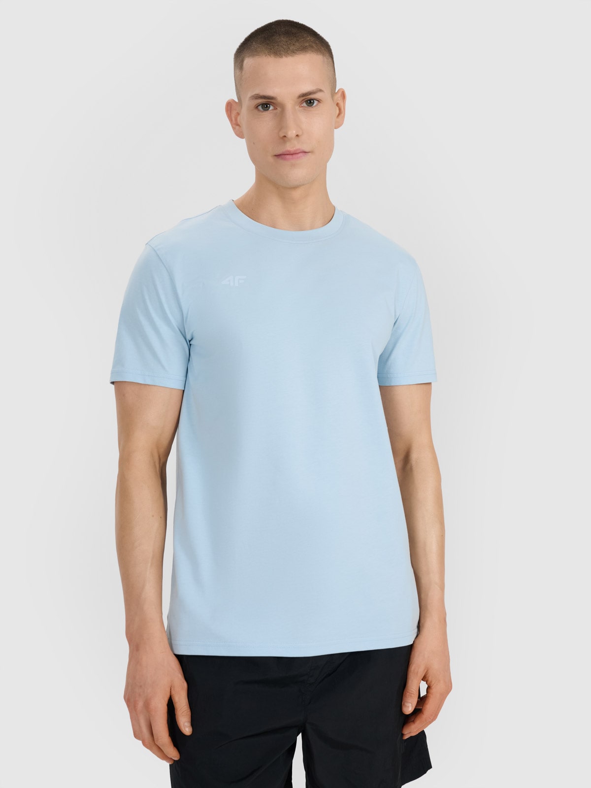 4F T-shirt regular z nadrukiem męski - niebieski XXL