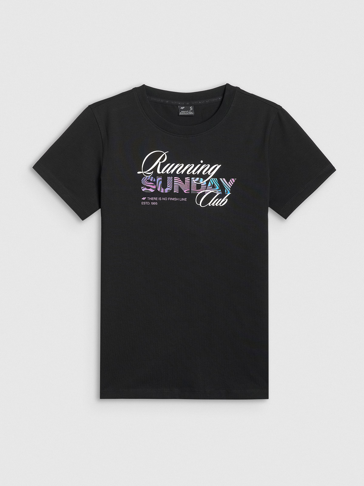4F T-shirt regular z nadrukiem damski - czarny XXL