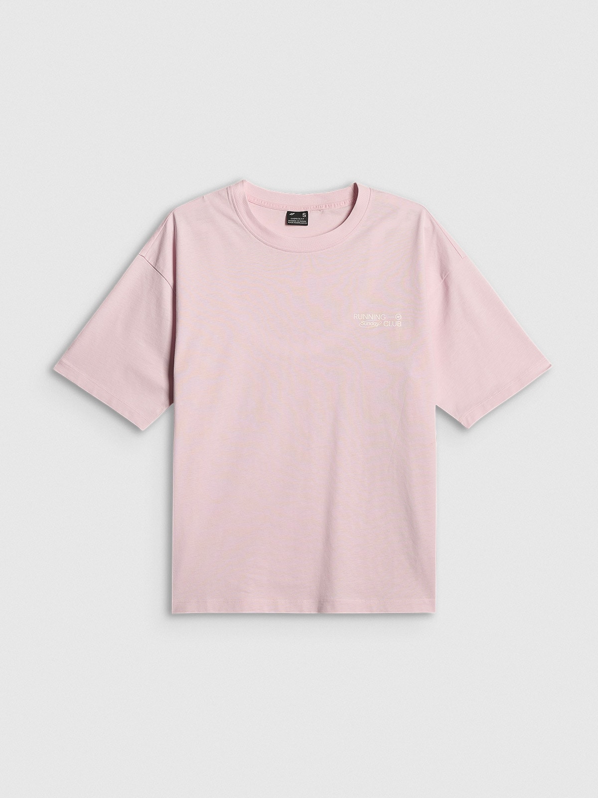 4F T-shirt loose z nadrukiem damski - różowy XS